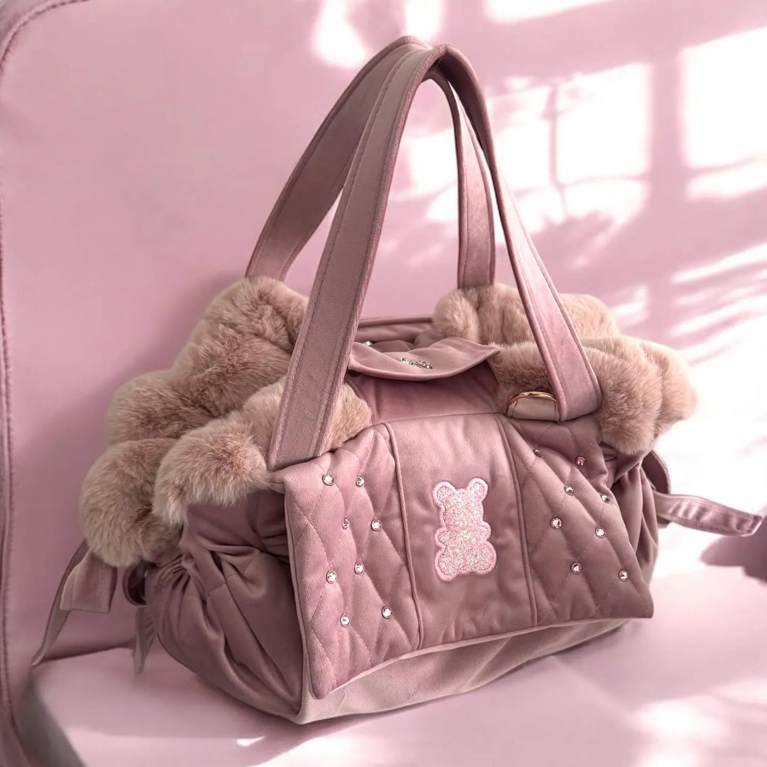 Luxury Pink Swarovski Dog Carrier Bag