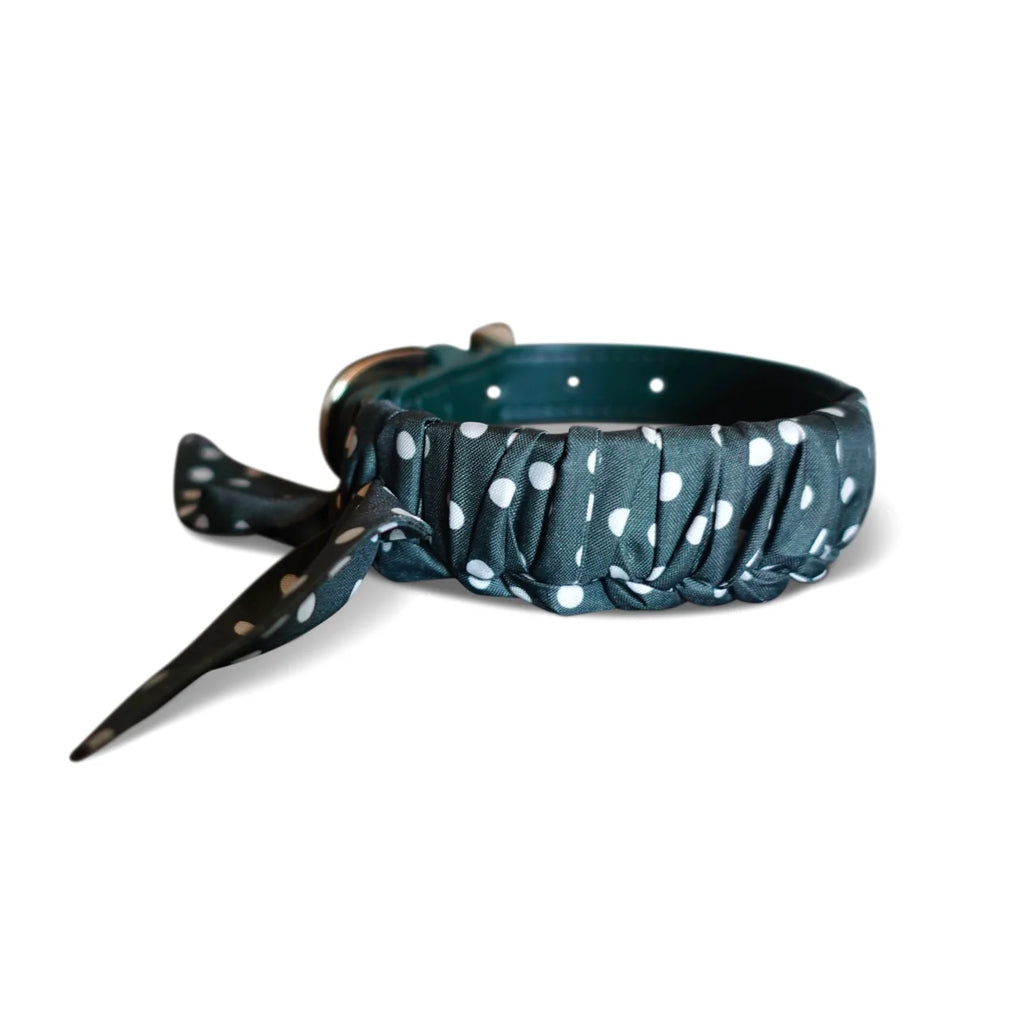 Dog Collar Twilly Polka Dots - Dark Green