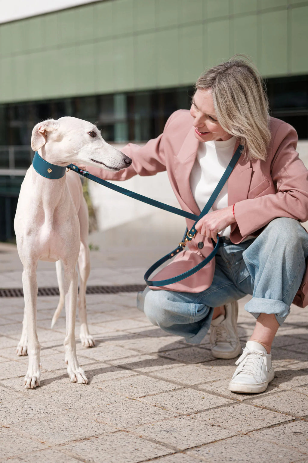 Navy Blue Leather Nara Dog Lead