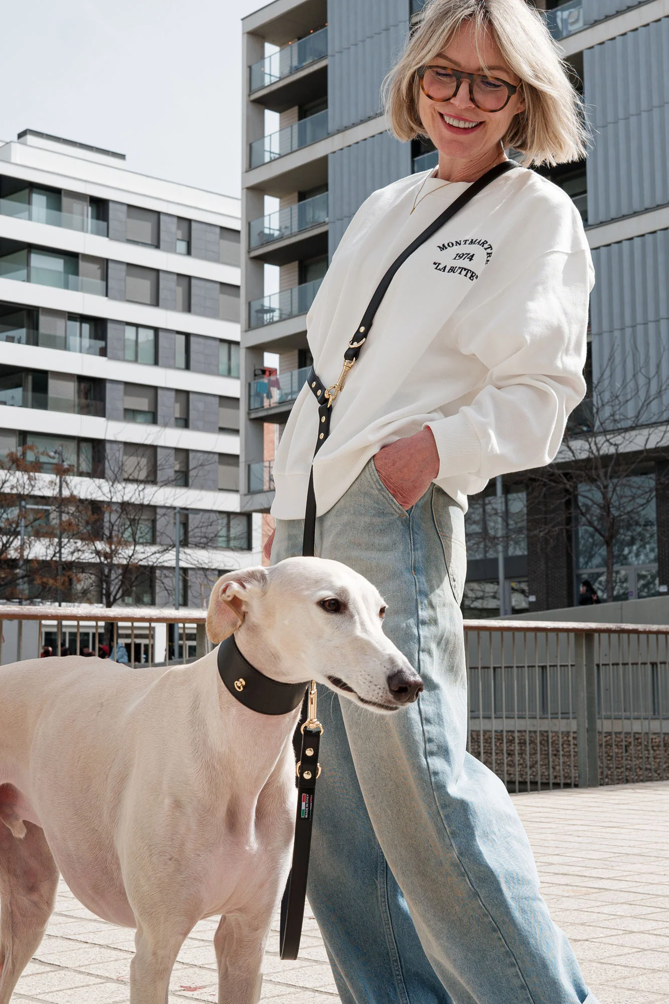 Black Leather Nara Dog Lead