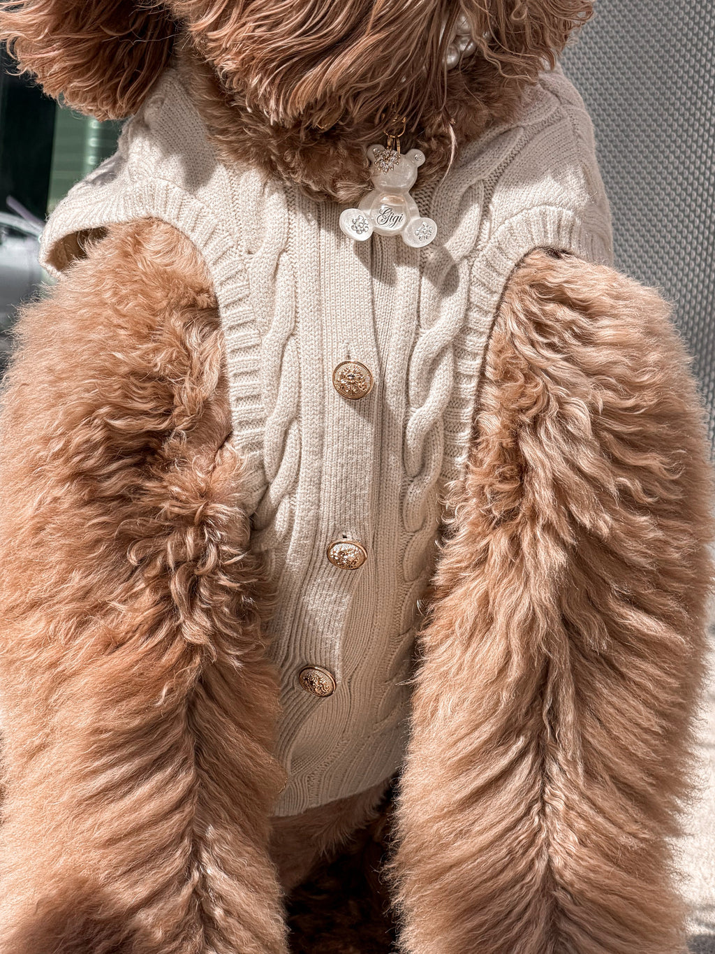 Ellis Dog Knit Vest- Soft Oat