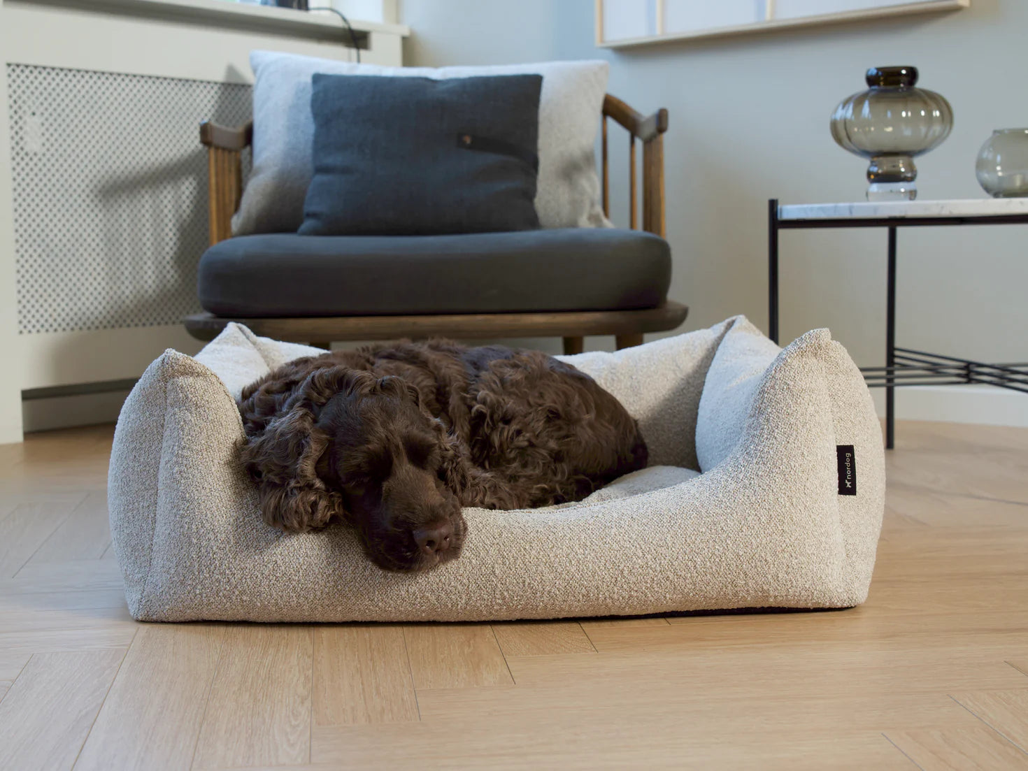 BILLY Bouclé Dog Bed Beige