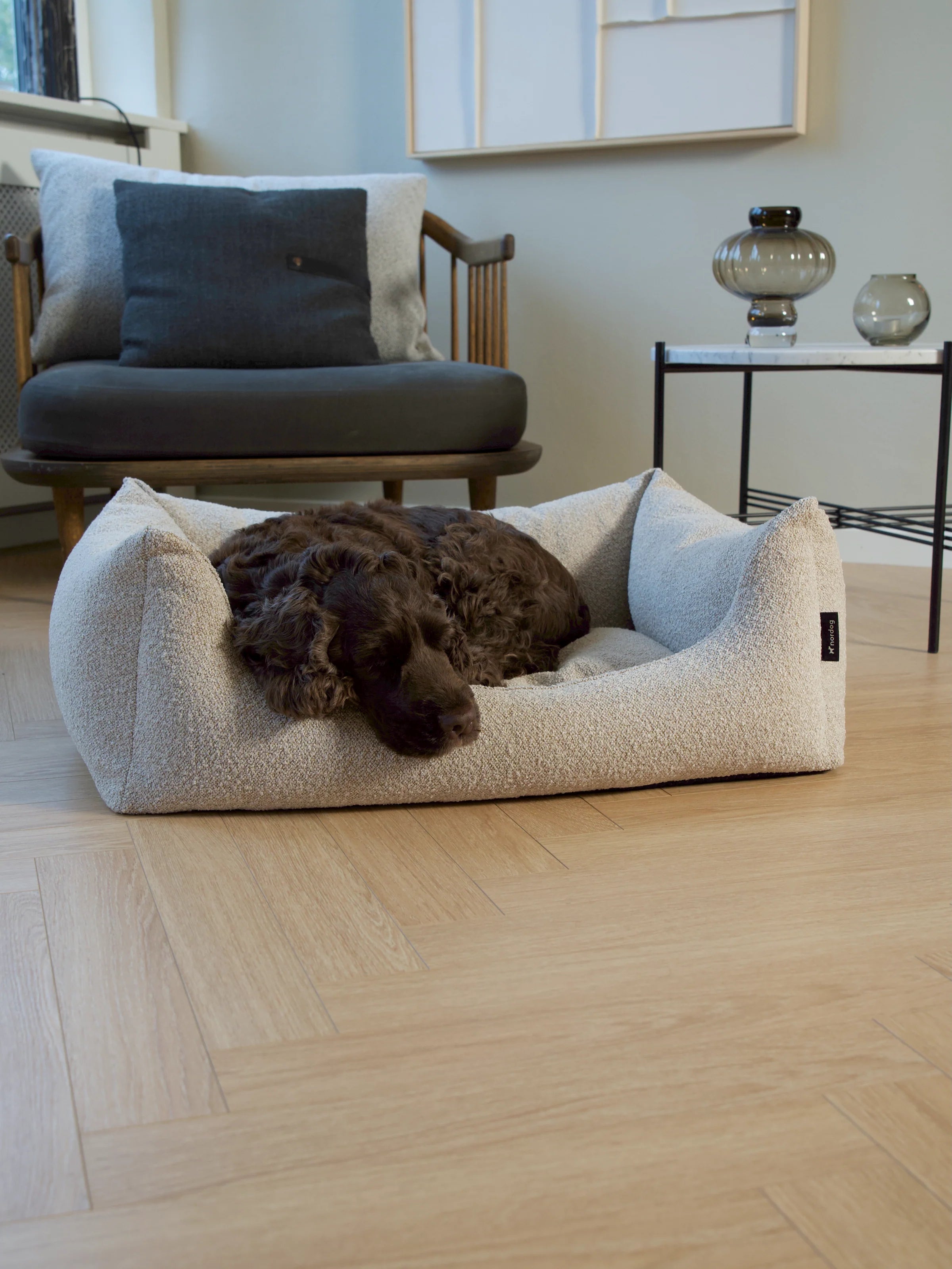 BILLY Bouclé Dog Bed Beige