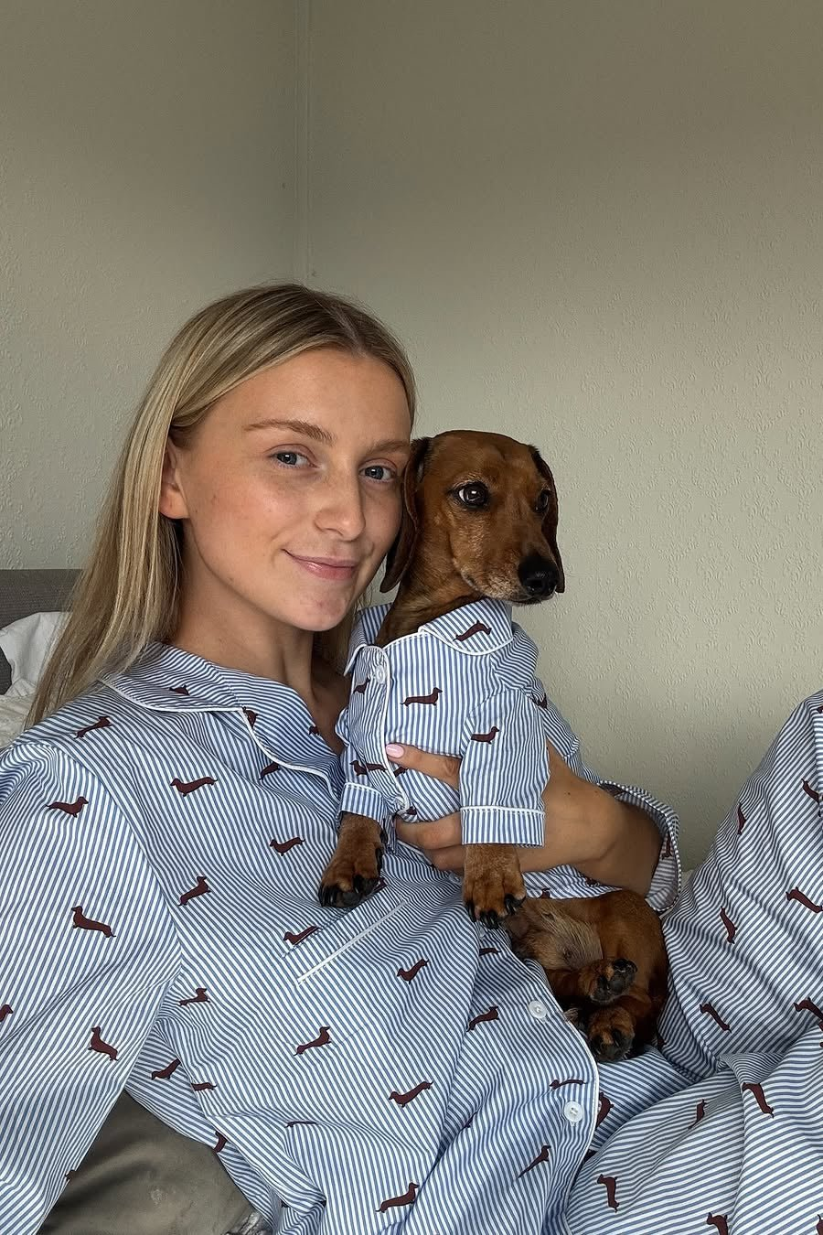 Dachshund Matching Pajama Set – Blue & White