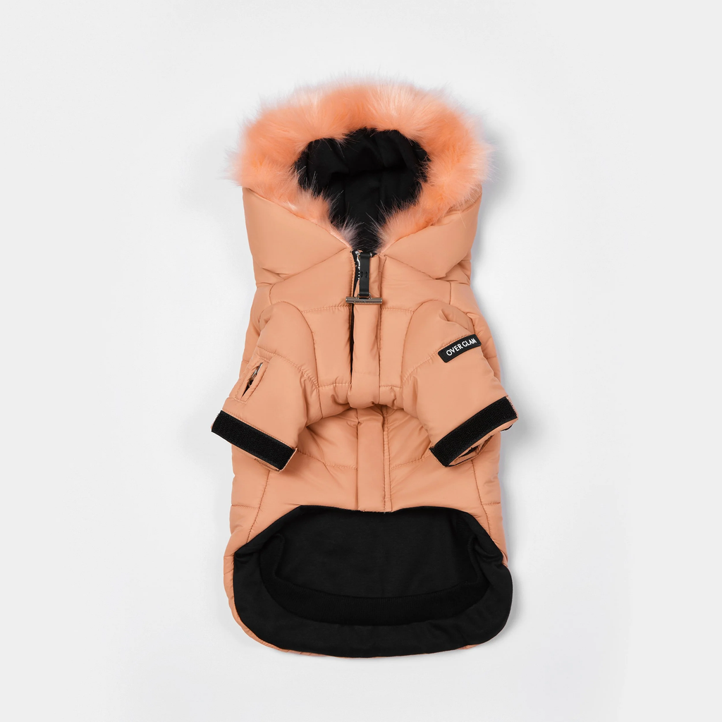 Faux Fur Zip up Puffer Ski Jacket with Hood