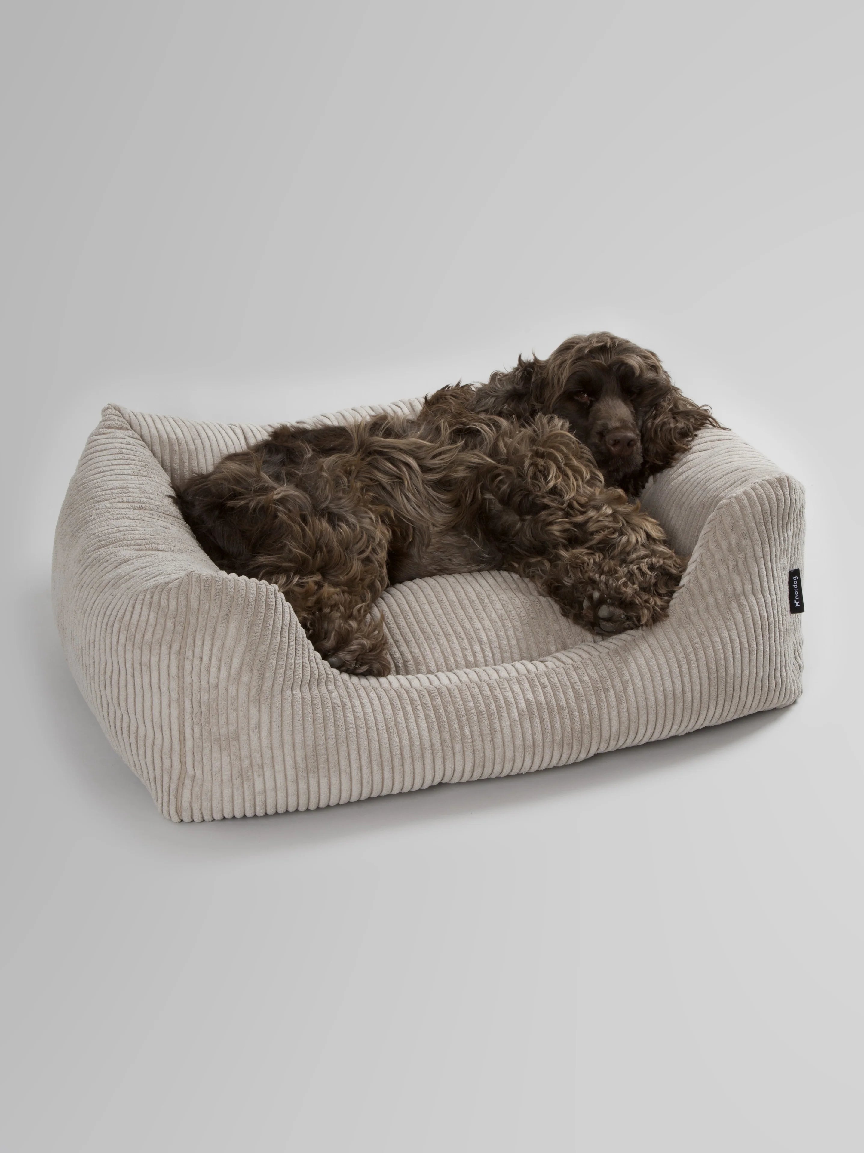 OSCAR Velvet Dog Bed Cappuccino