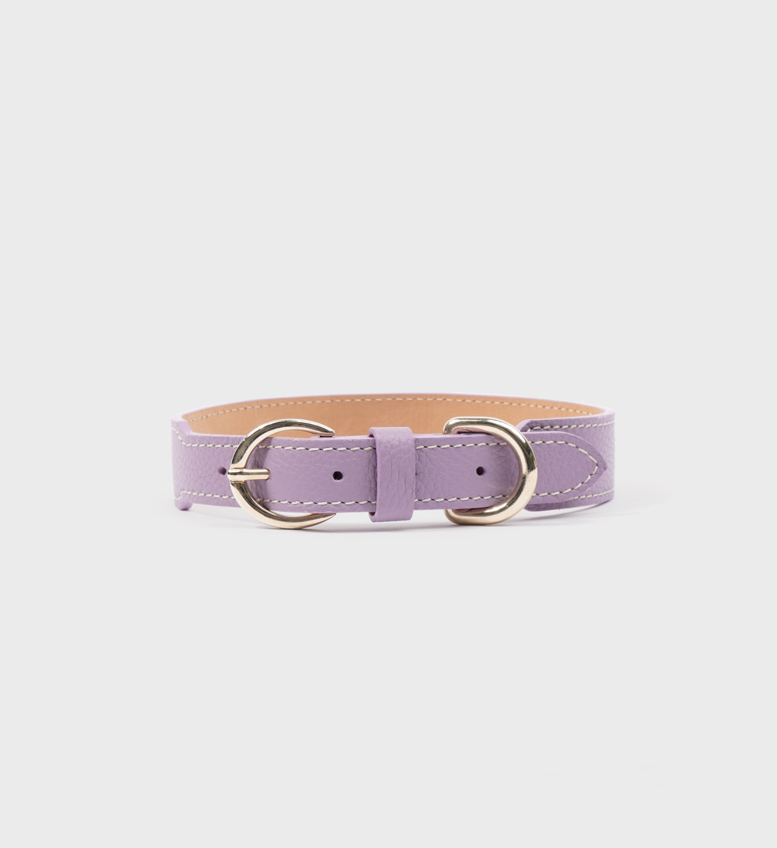 Leather Dog Collar - Soft Lilac/Gold