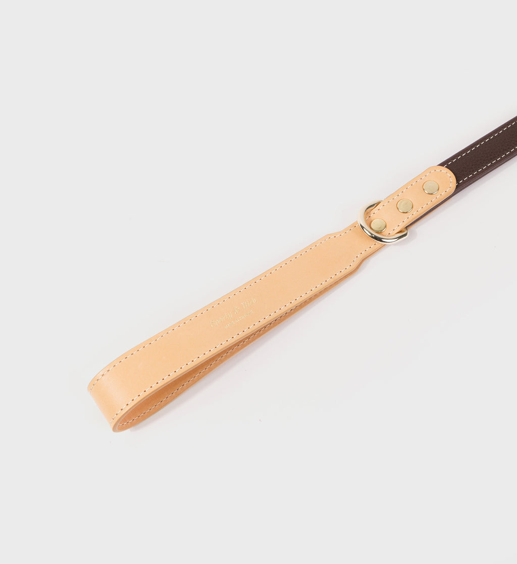 Leather Dog Leash - Chocolate/Gold