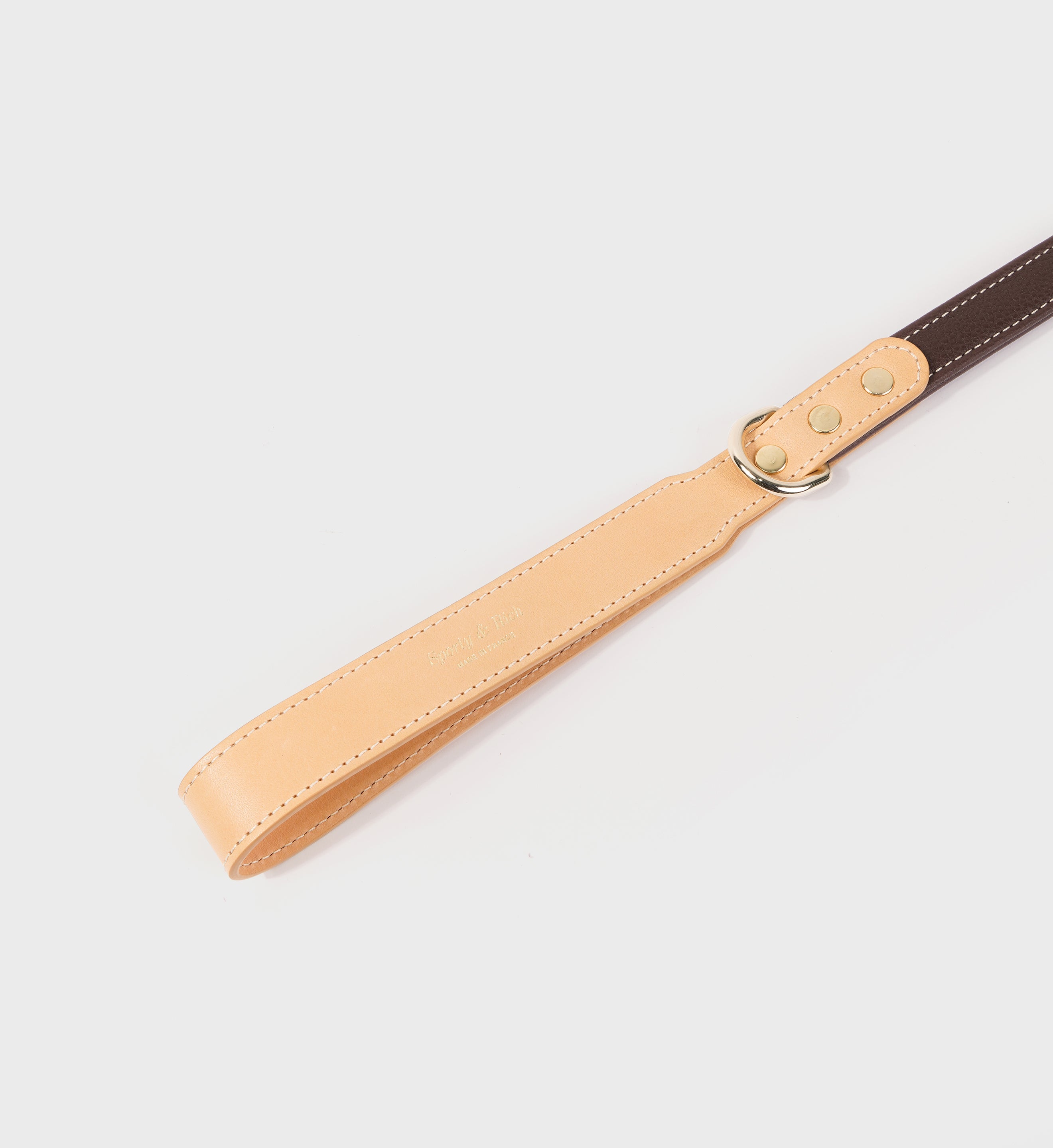 Leather Dog Leash - Chocolate/Gold