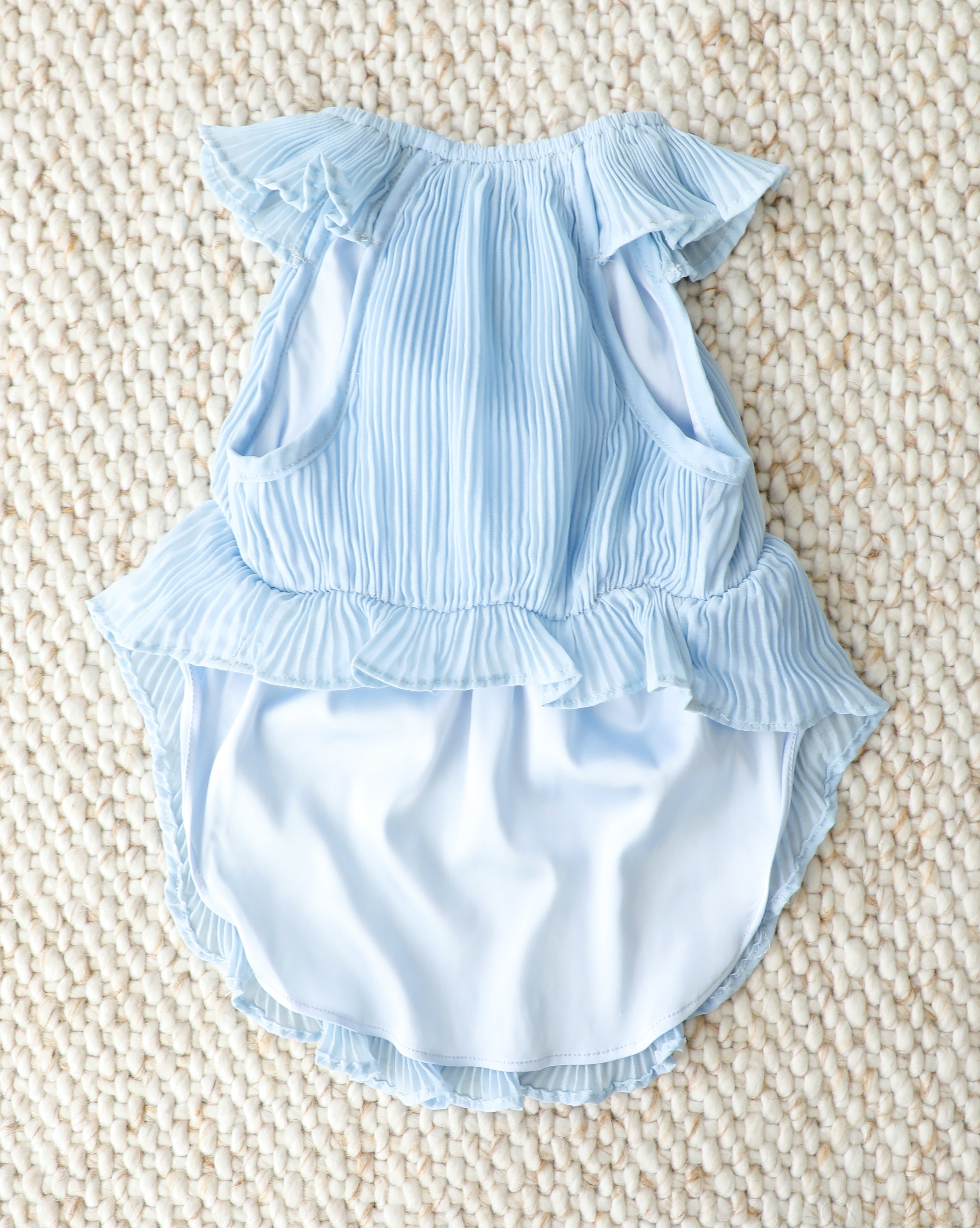 Love Story Ice Blue Pleated Chiffon Dress