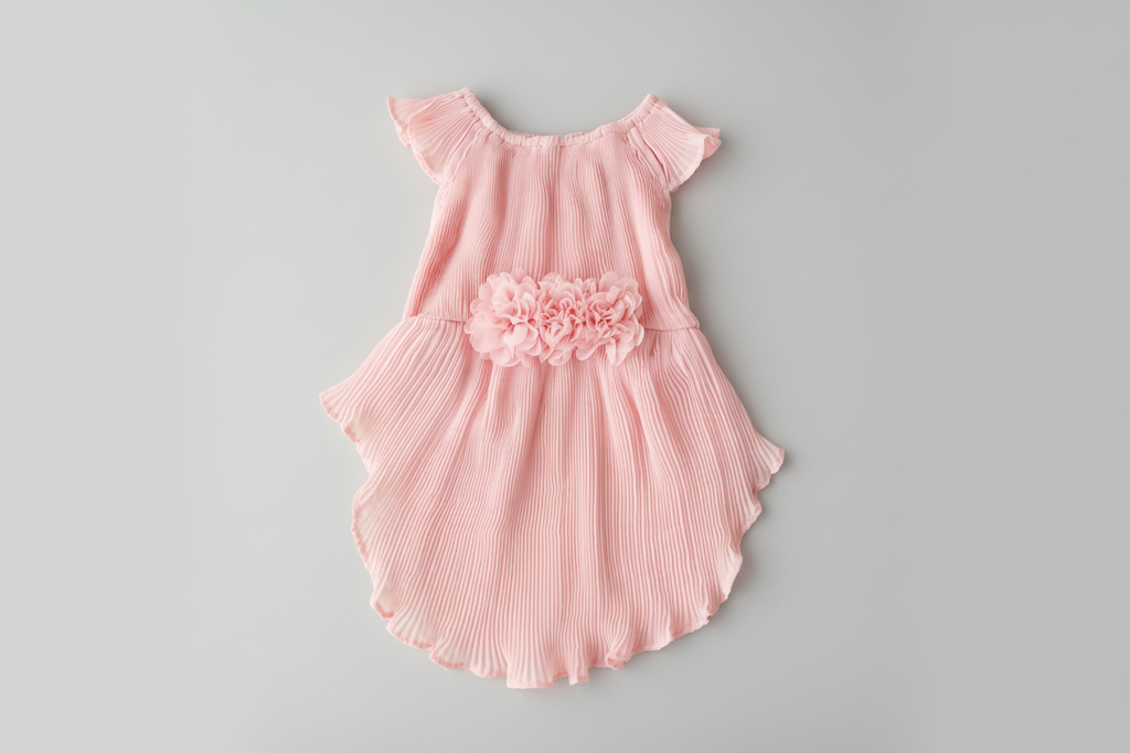 Love Story Rose Pink Pleated Chiffon Dress