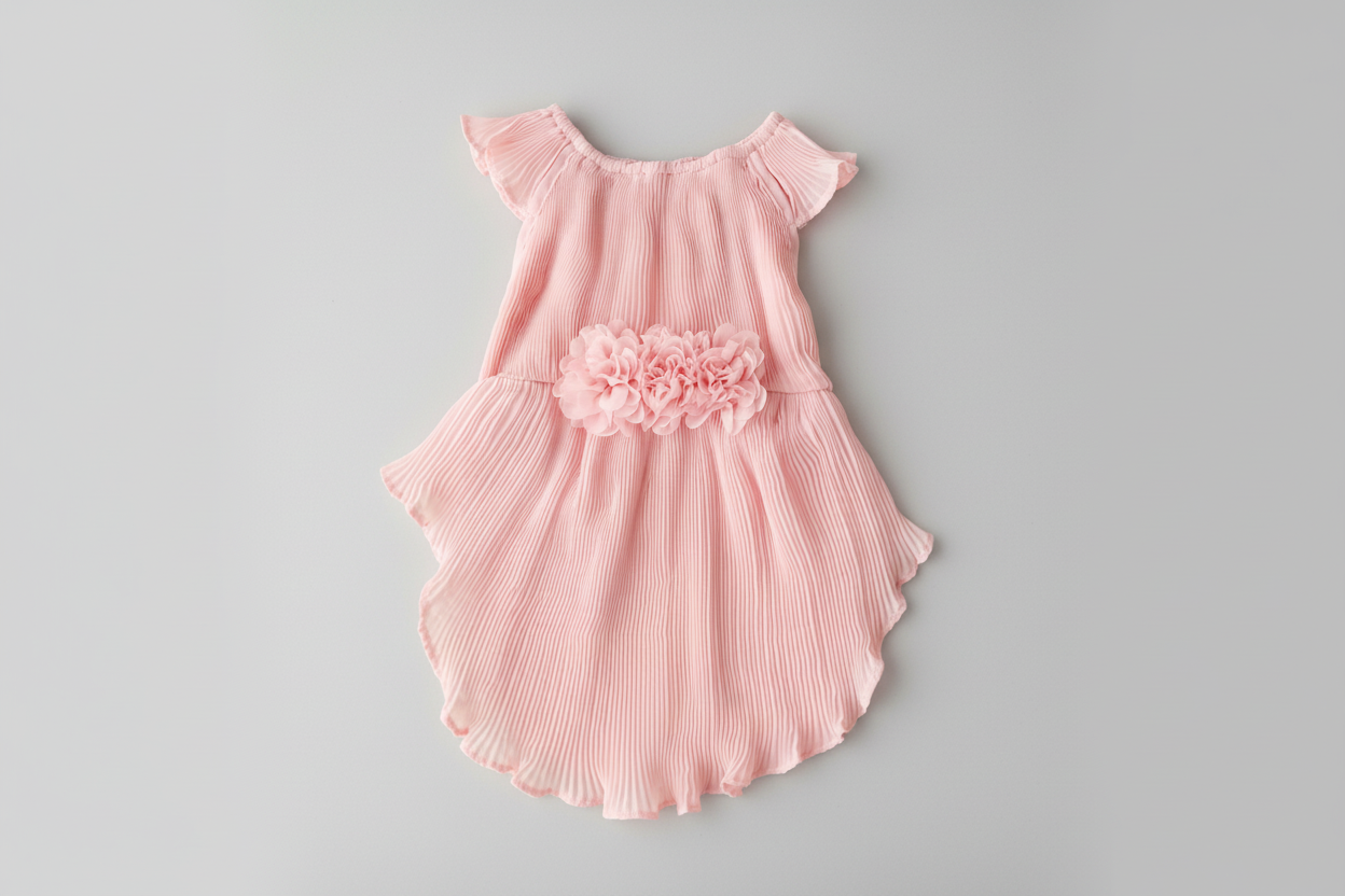 Love Story Rose Pink Pleated Chiffon Dress