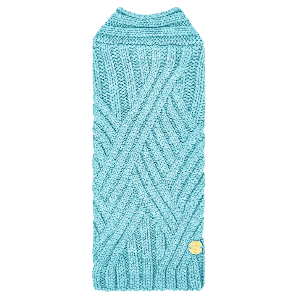 Merino Wool Weave Knit Dog Sweater - Blue