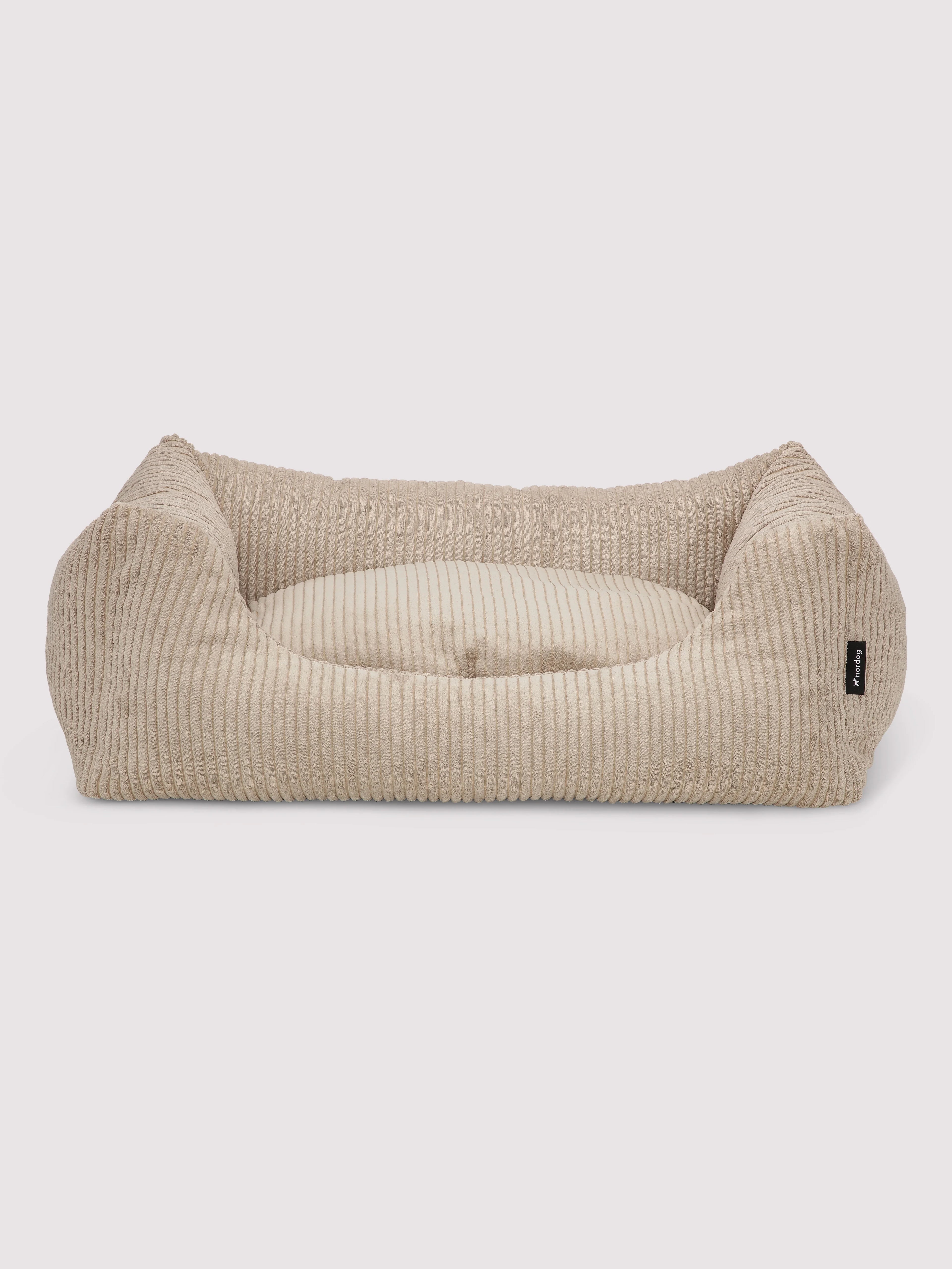 OSCAR Velvet Dog Bed Cappuccino