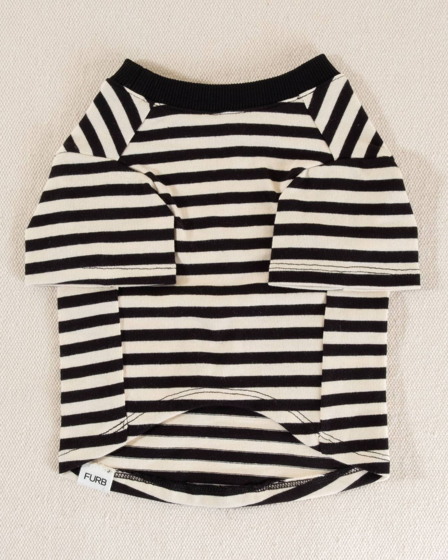 Playful Pooch Black + Ivory Striped Dog T-Shirt