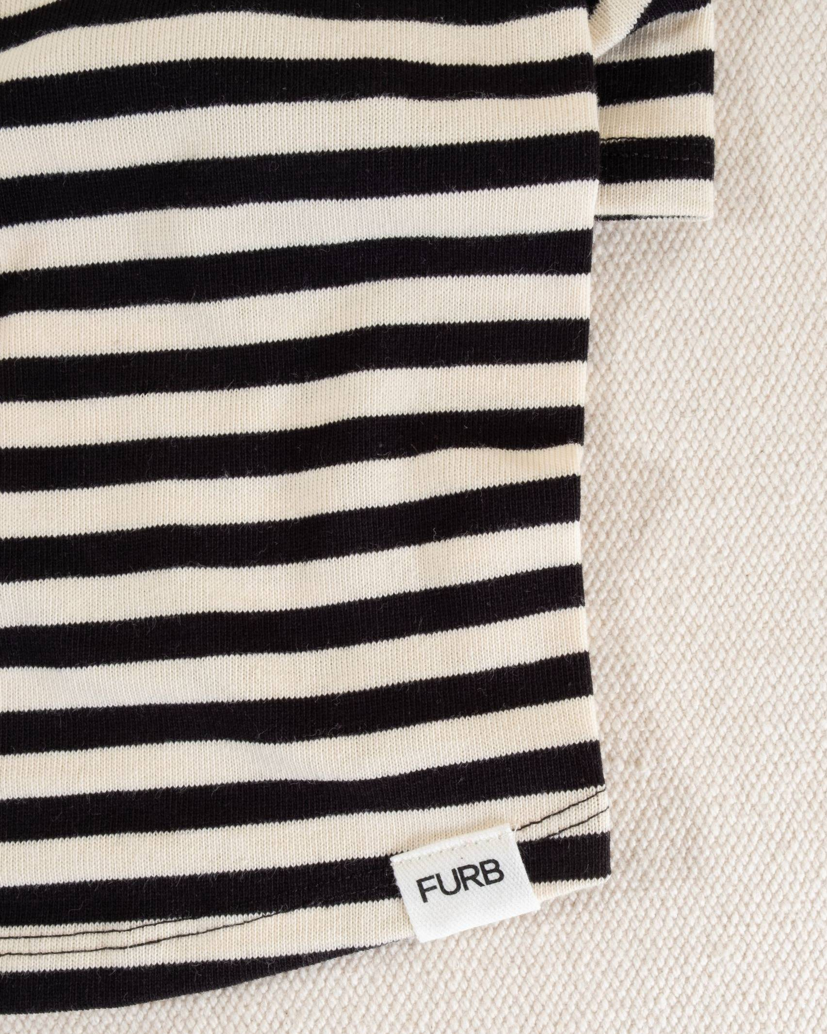 Playful Pooch Black + Ivory Striped Dog T-Shirt