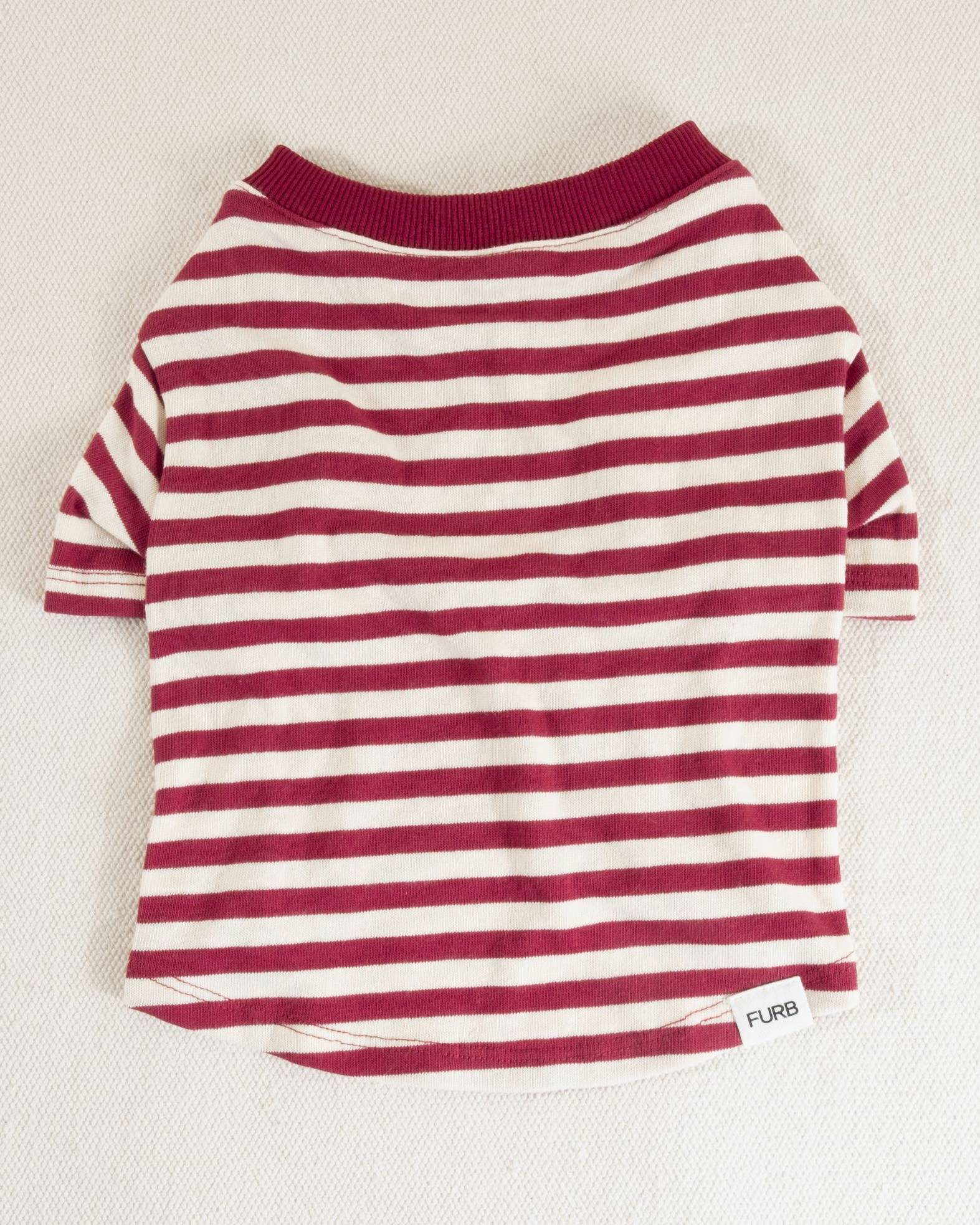 Playful Pooch Red + Ivory Striped Dog T-Shirt