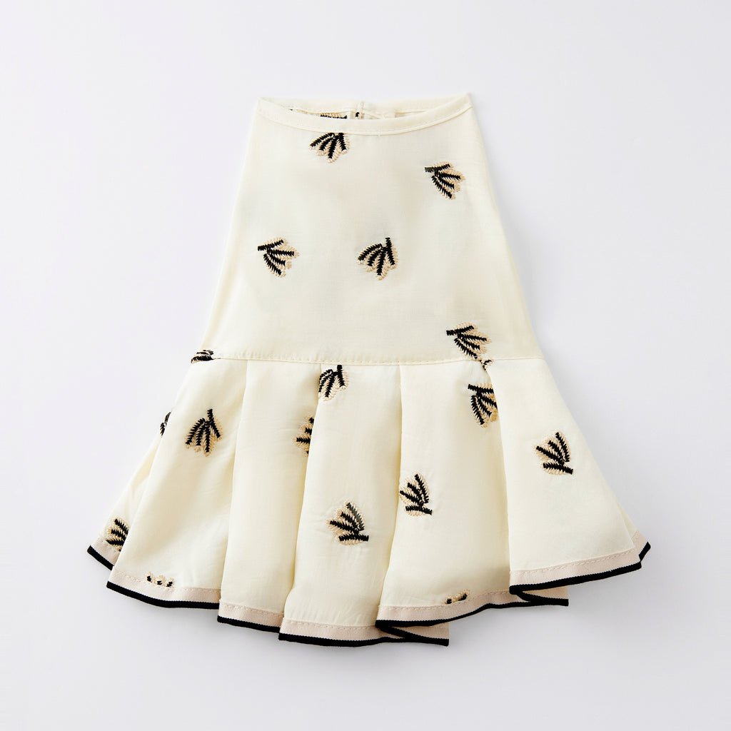 Pleated Dress with Embroider – Cream