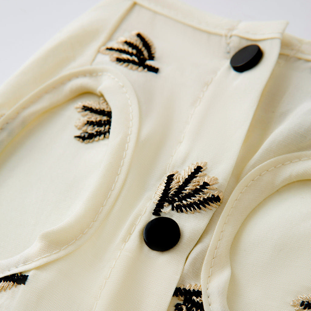 Pleated Dress with Embroider – Cream
