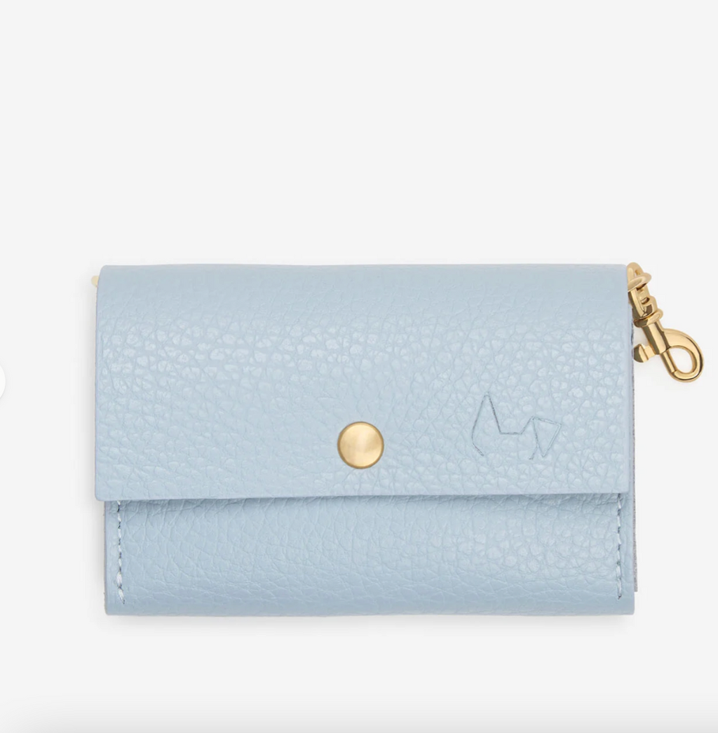 Sky Blue Leather Juno Poop Bag Holder