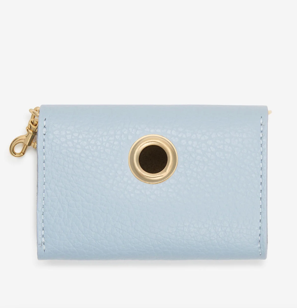 Sky Blue Leather Juno Poop Bag Holder