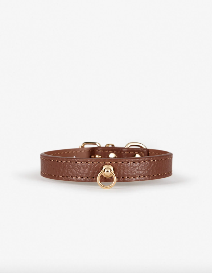Brown Leather Juno Toy Dog Collar