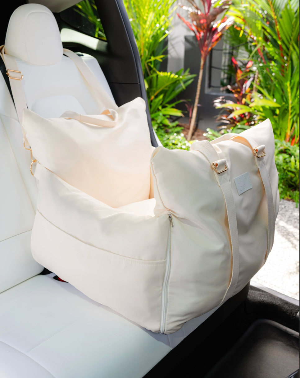 Premium Cream Pet Car Seat