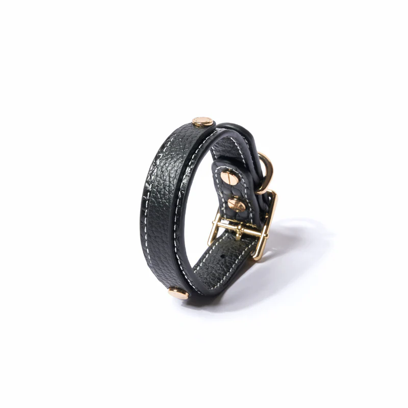Slim Obsidian Leather Collar