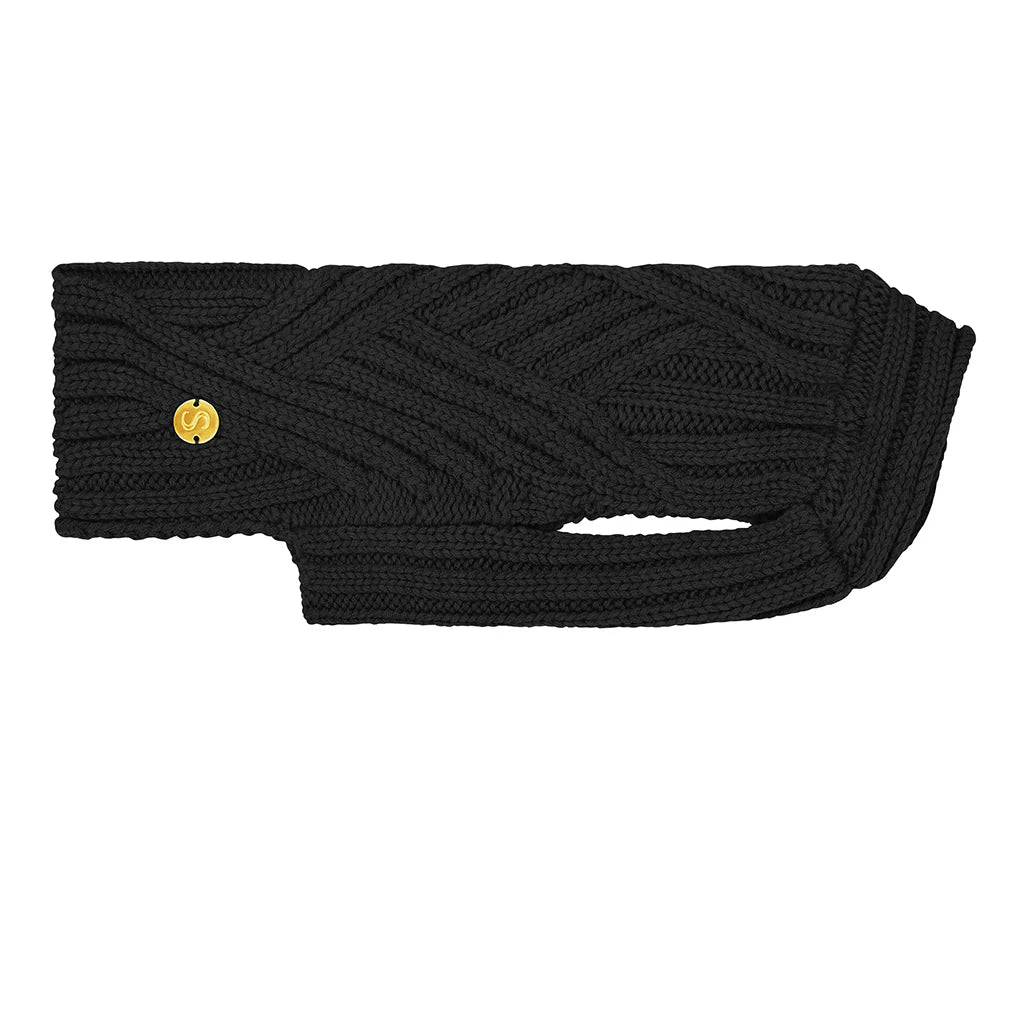 Merino Wool Weave Knit Dog Sweater - Black