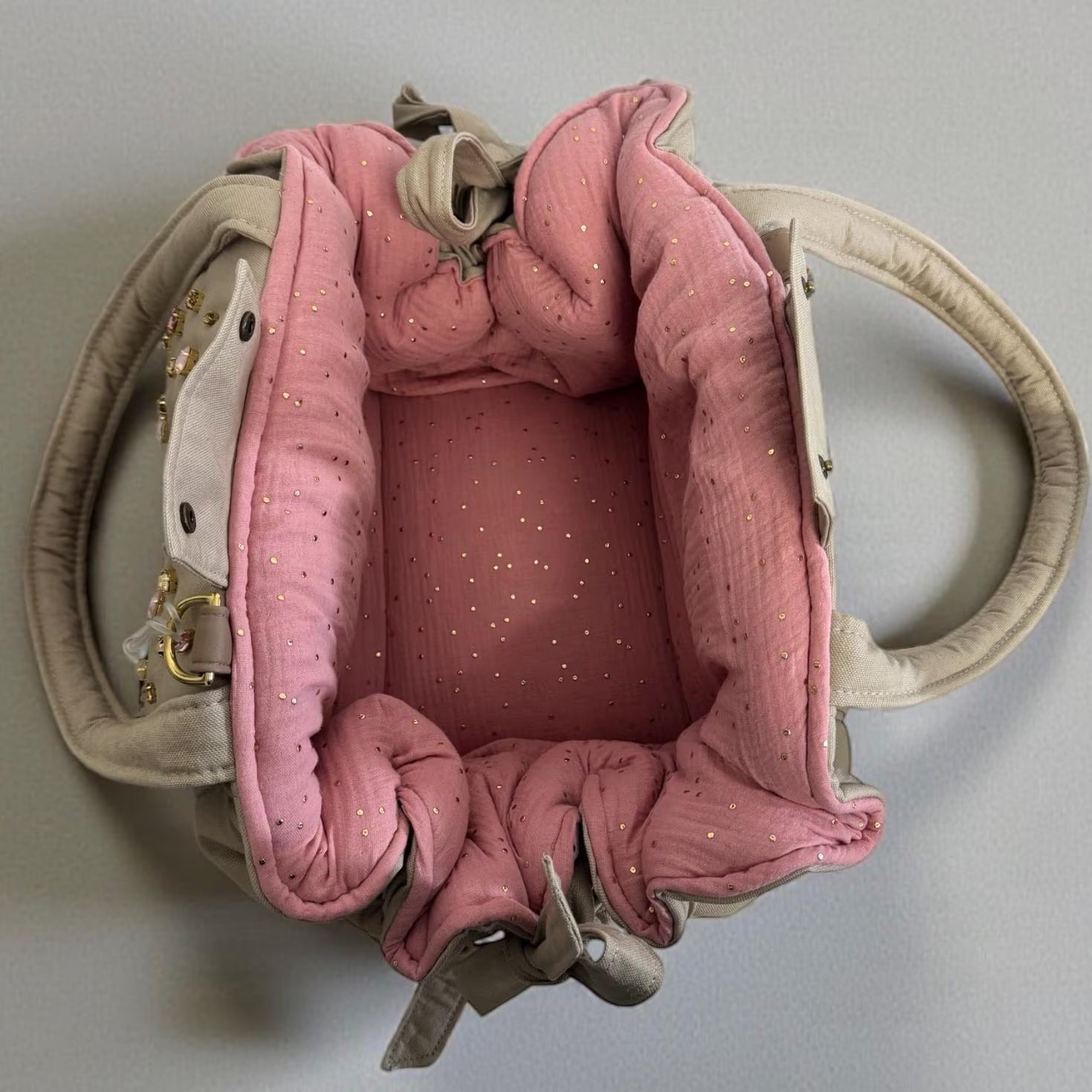 Luxury Cotton & Swarovski Dog Bag
