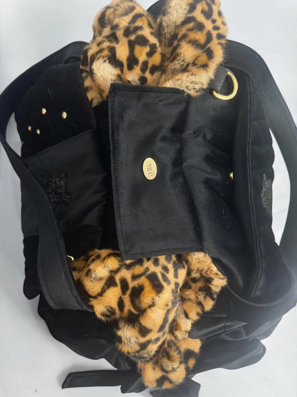 Luxury Leopard Dog Carrier & Velvet Bed