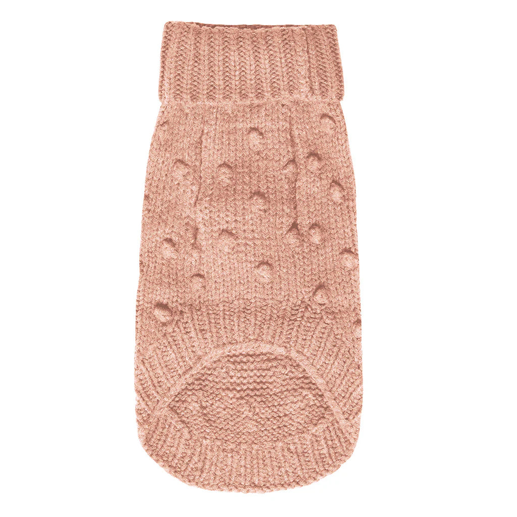 Merino Wool Bobble Knit Dog Sweater - Blush