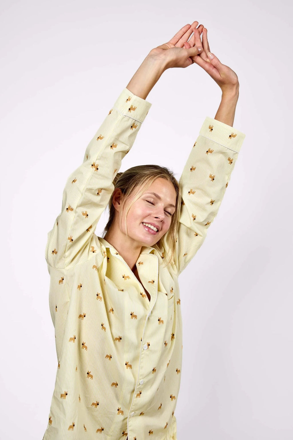 Frenchie Unisex Pajama – Yellow & White