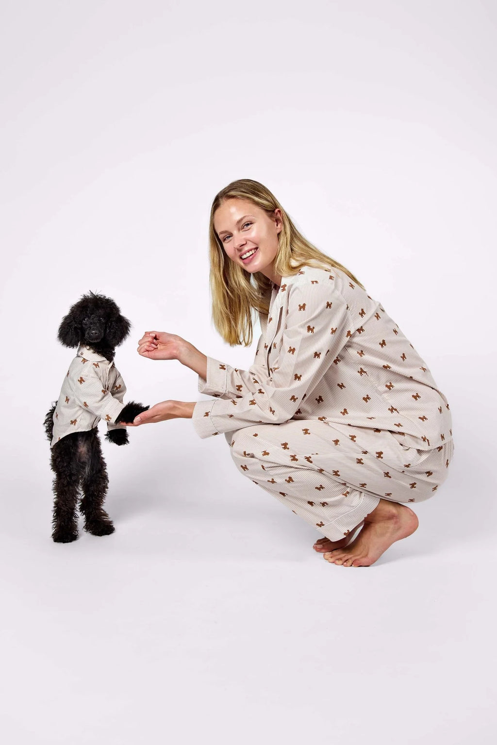 Doodle Matching Pajama Set – Brown & White