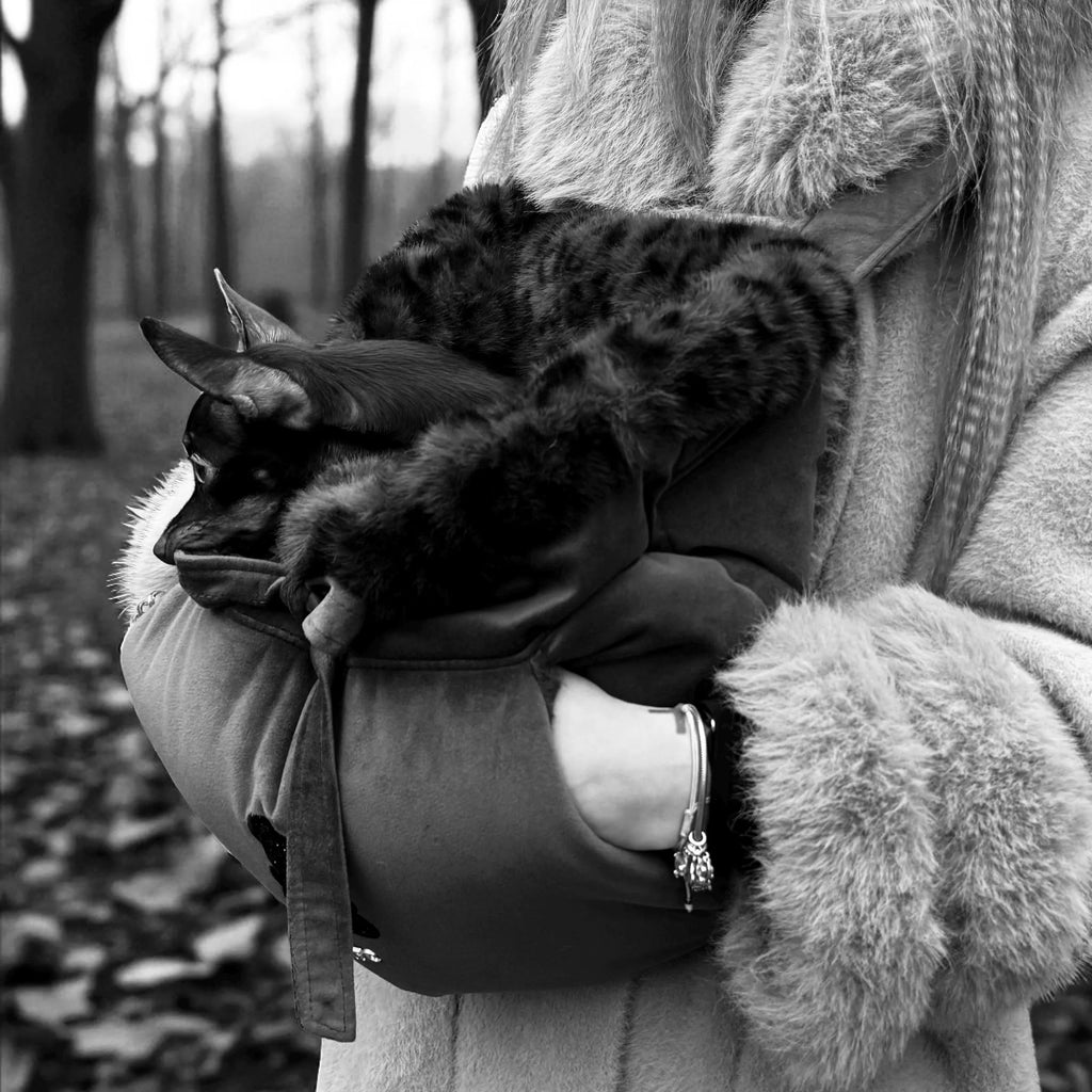 Pink Velvet & Eco-Fur Dog Carrier