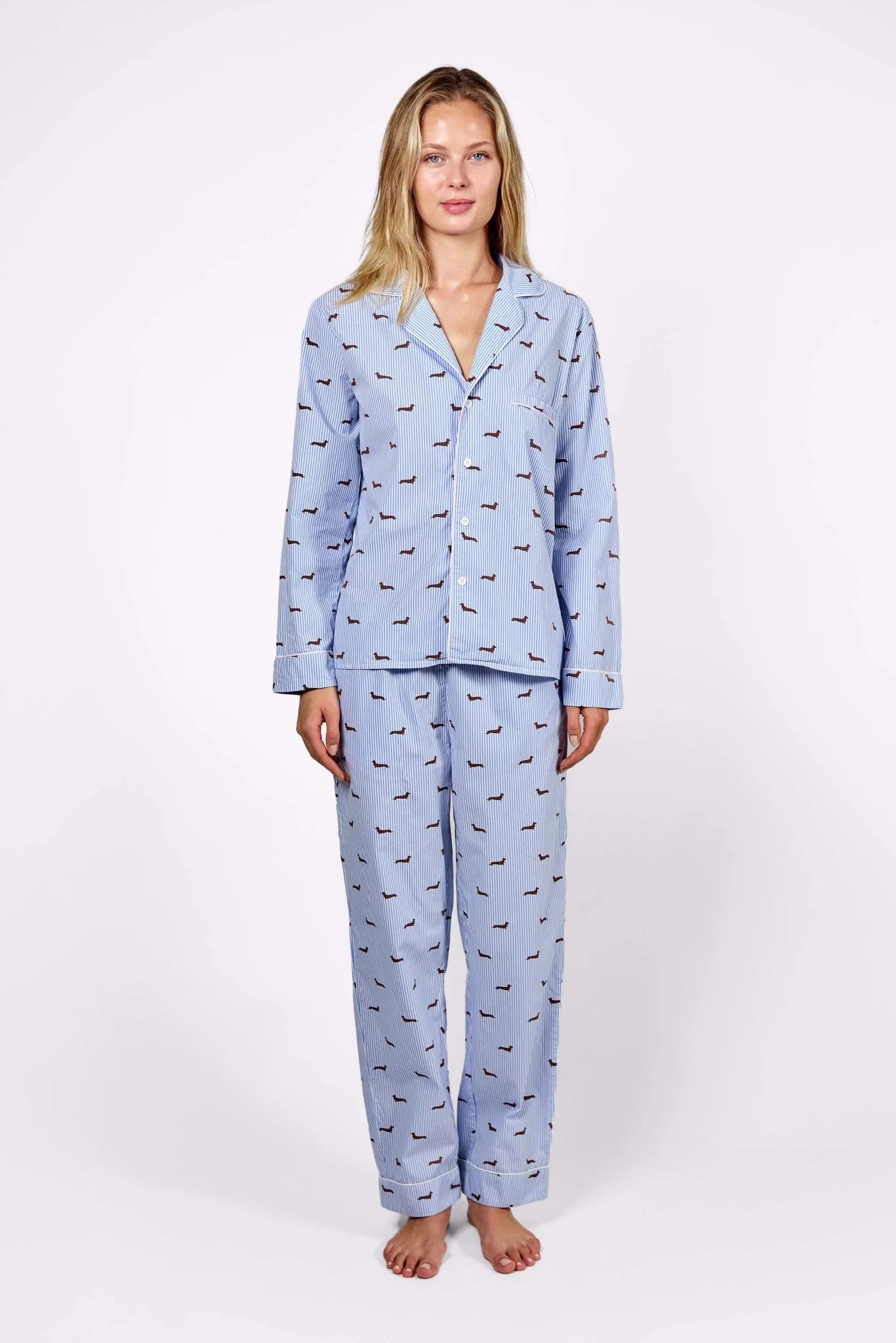 Dachshund Unisex Pajama – Blue & White