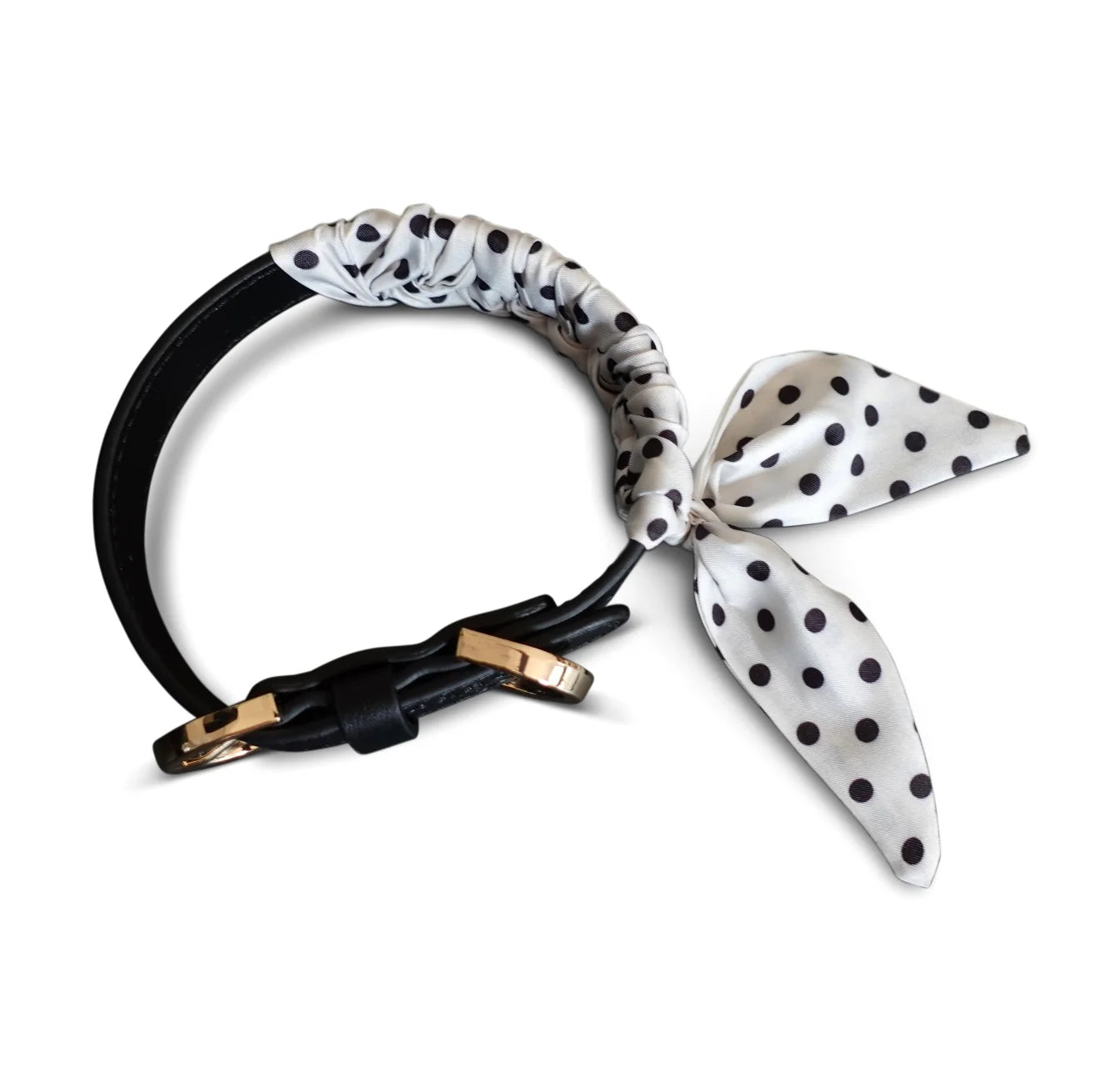 Dog Collar Twilly Polka Dots - White