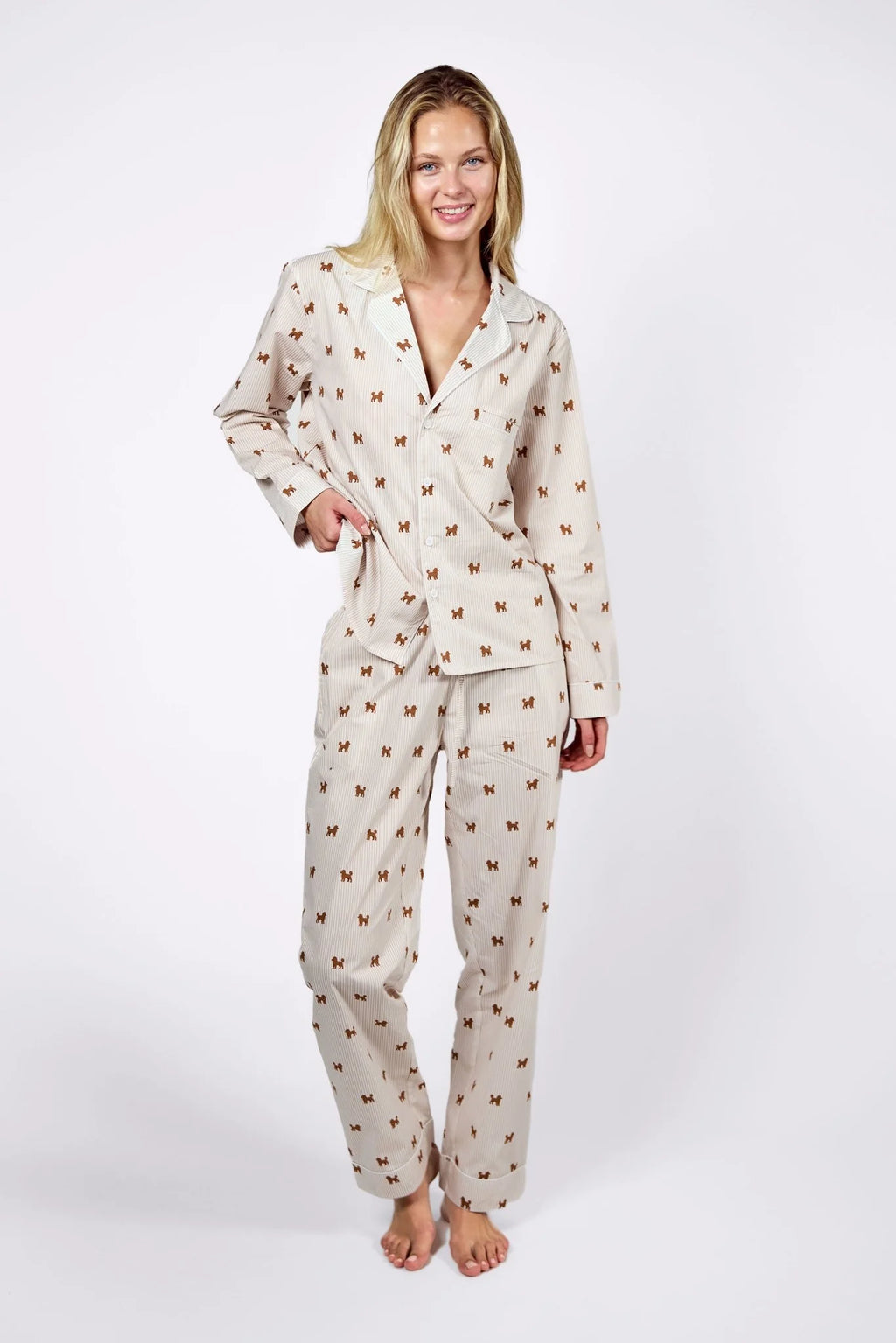 Doodle Unisex Pajama – Brown & White