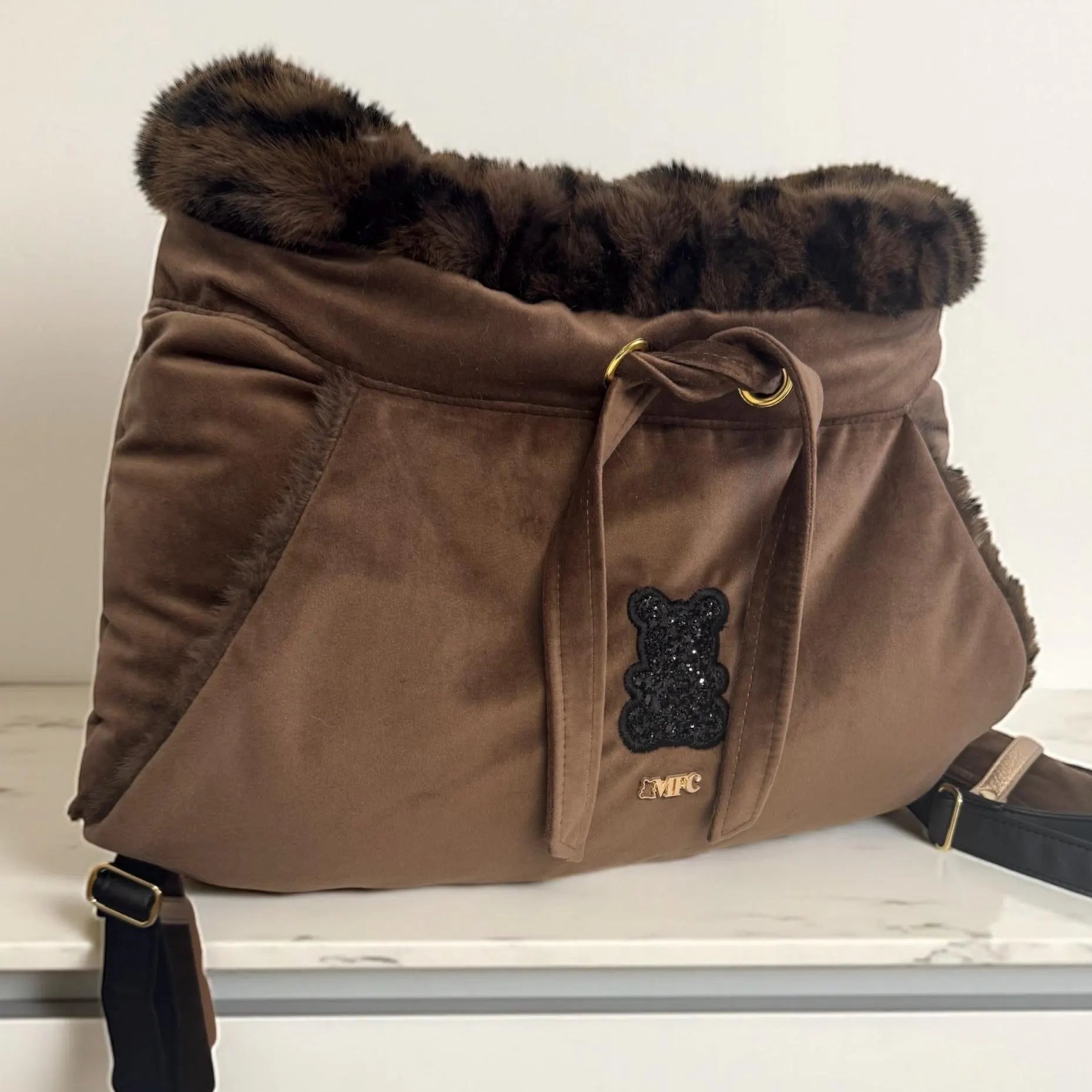 Luxury Leopard Velvet Dog Carrier
