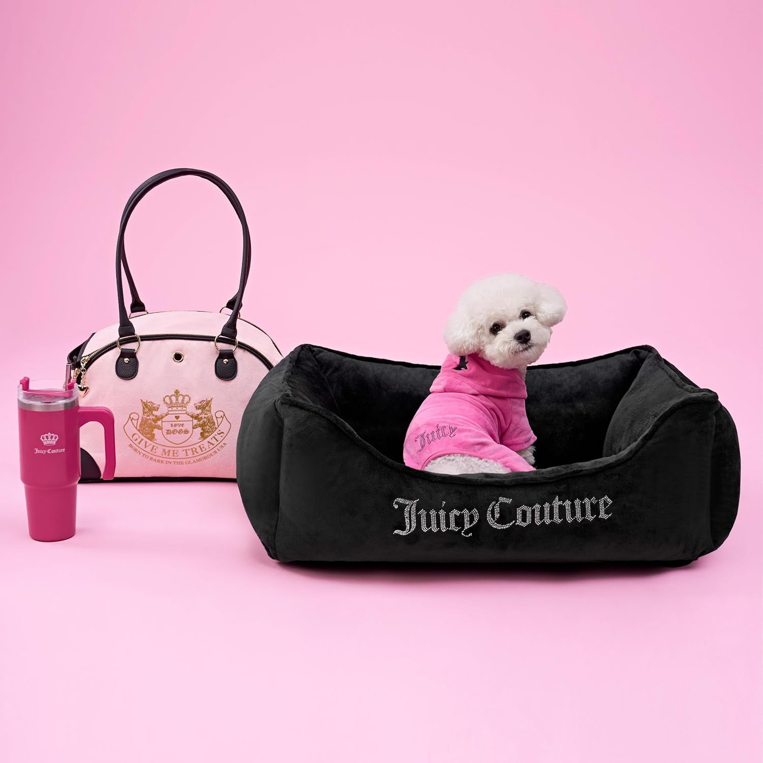 Juicy Couture - Hooded Pet Juicy Bling Velour Tracksuit