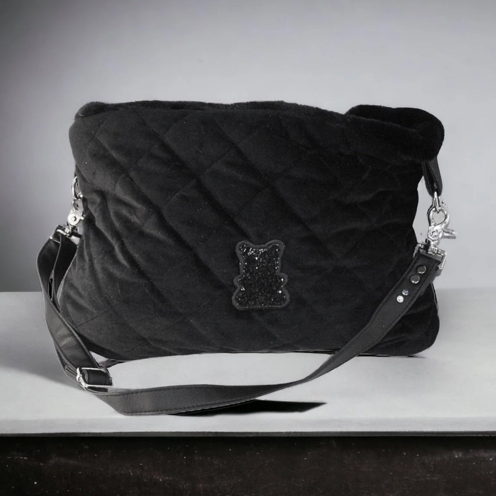 Black Velvet Luxury Dog Carrier Bag