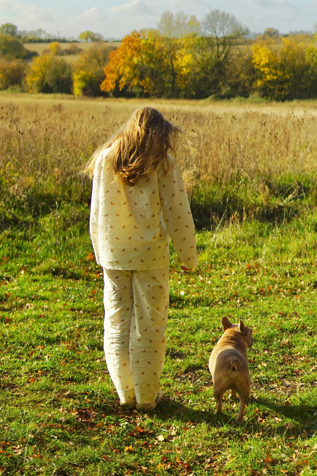 Frenchie Unisex Pajama – Yellow & White