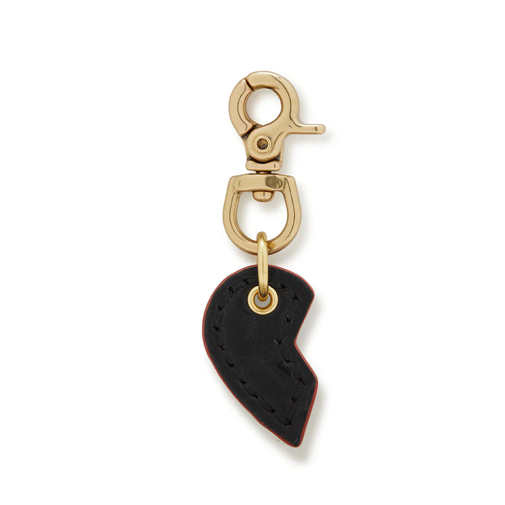 Leather Dog Split Heart Charm - Black