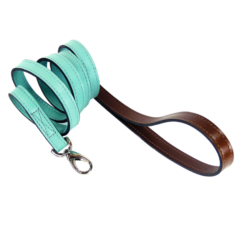 Mayfair Dog Leash in Turquoise, Chocolate & Nickel