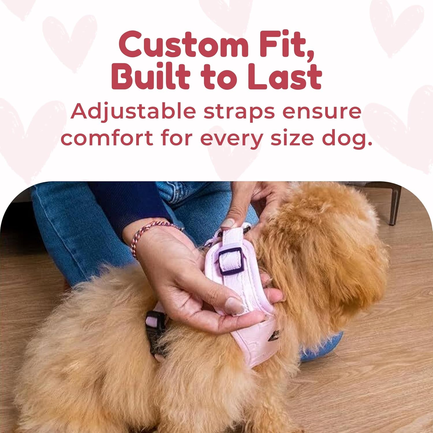 Signature No-Pull Puppy Harness & Leash Set — Pink Heart Mesh