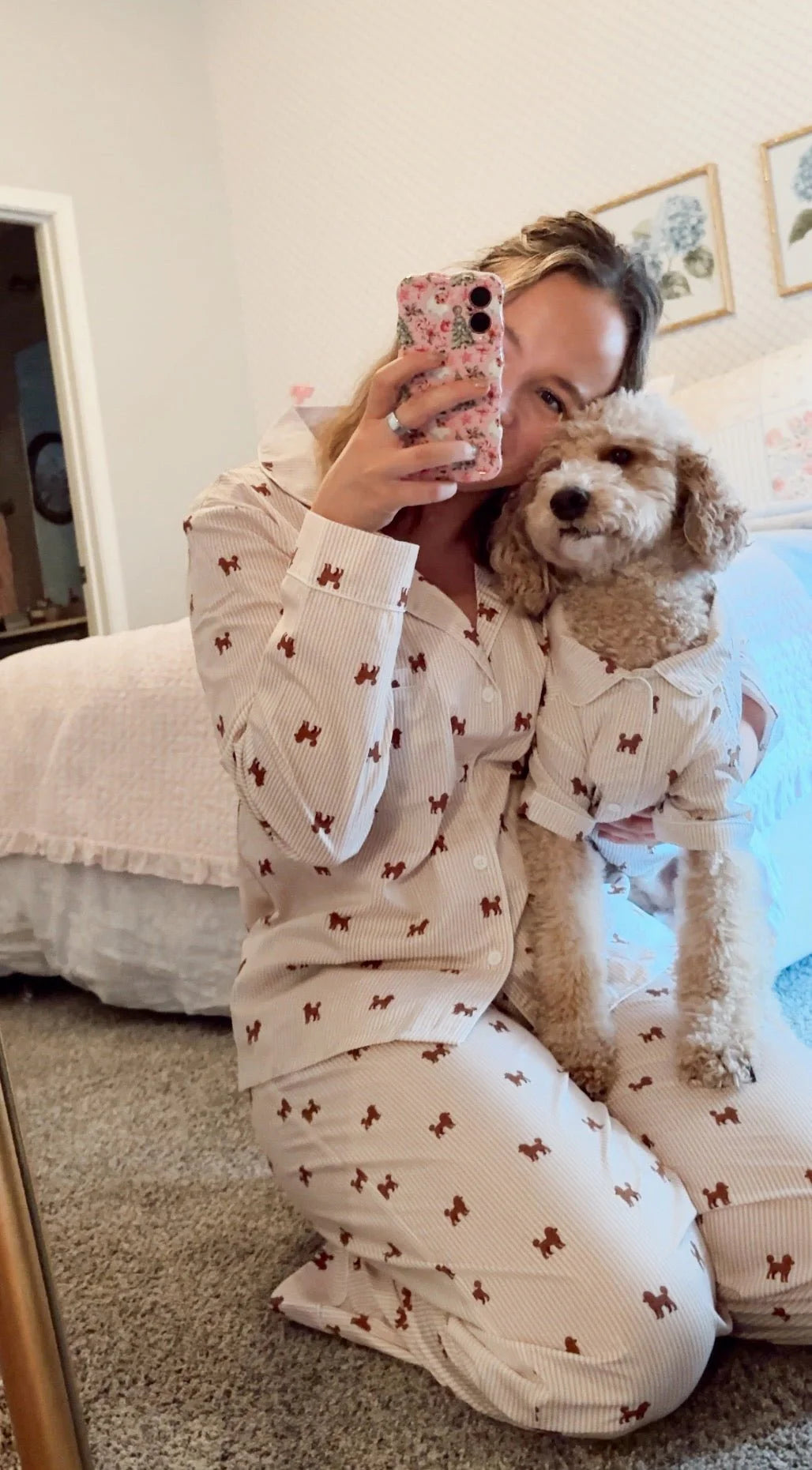 Doodle Unisex Pajama – Brown & White