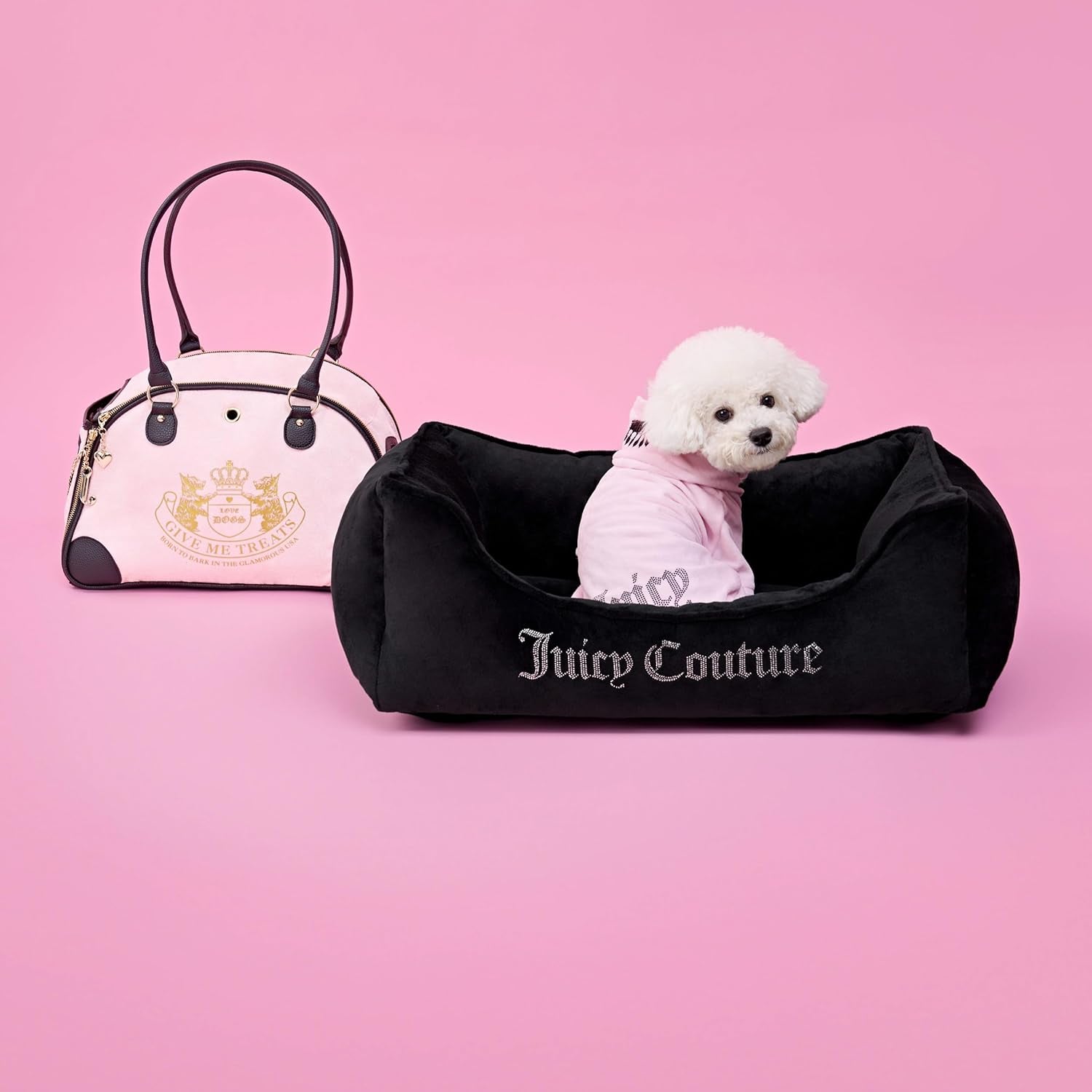 Juicy Couture - Hooded Pet Juicy Bling Velour Tracksuit