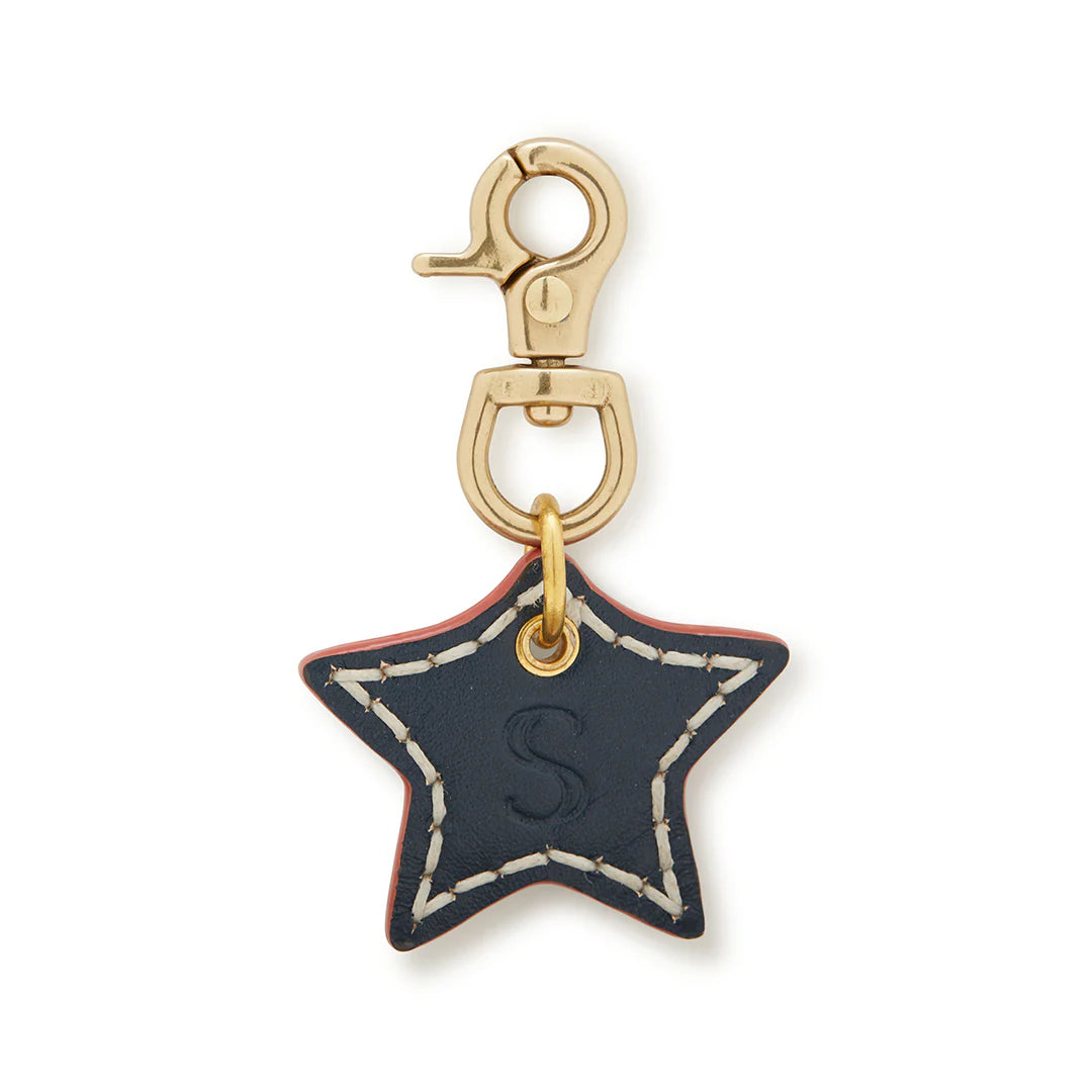 Leather Dog Star Charm - Navy