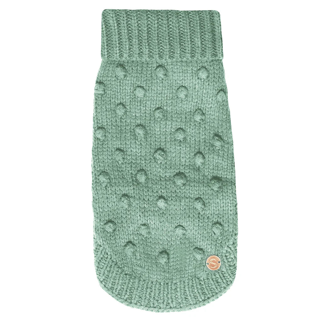Merino Wool Bobble Knit Dog Sweater - Mint