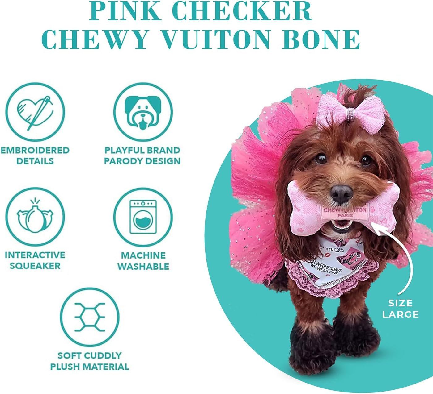 Chewy Vuiton Bone - Checker Pink 